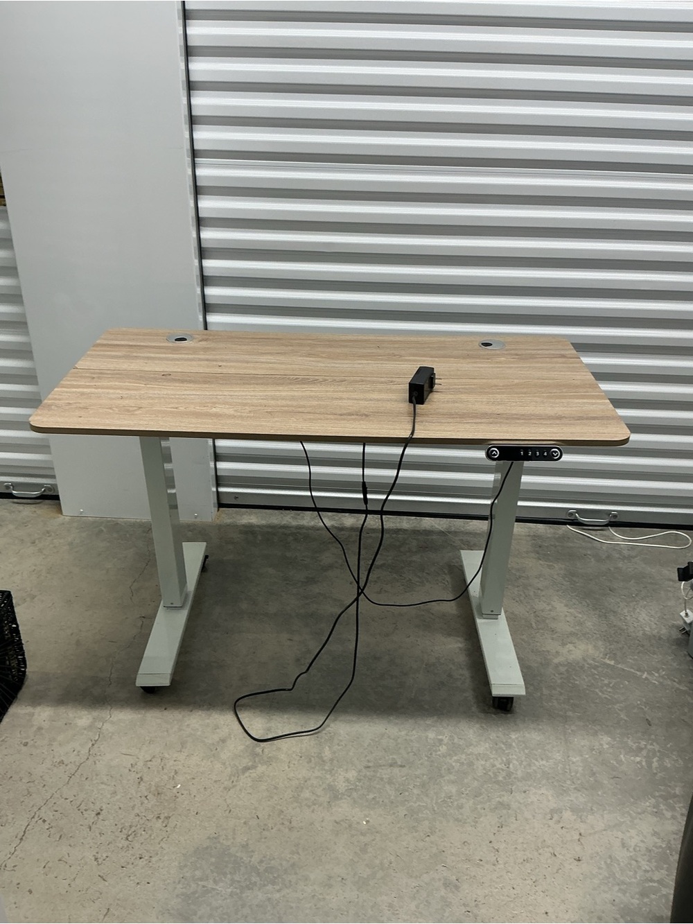 Electric Height Adjustable Desk with Light Oak Top